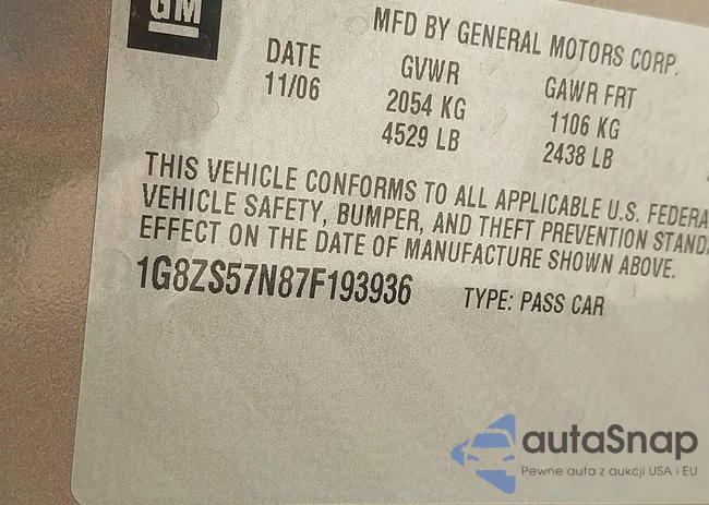 1G8ZS57N87F193936: 42553300