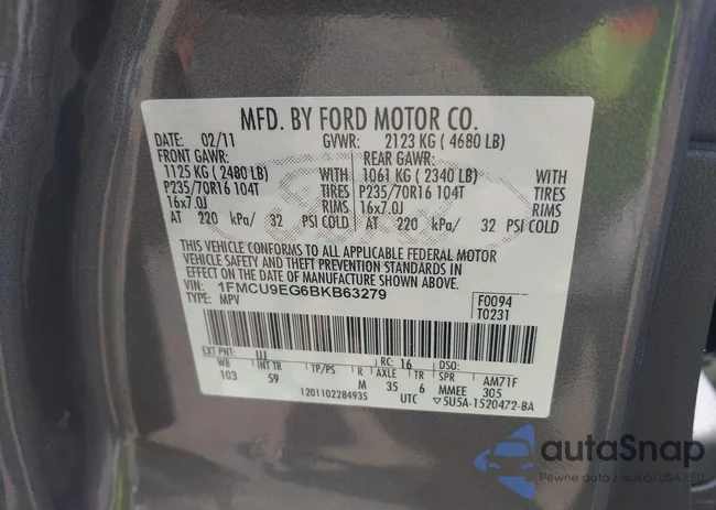 1FMCU9EG6BKB63279: 42553506