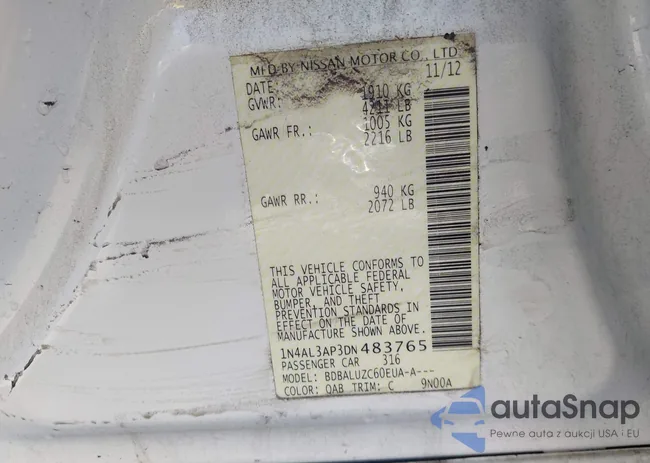 1N4AL3AP3DN483765: 42554776