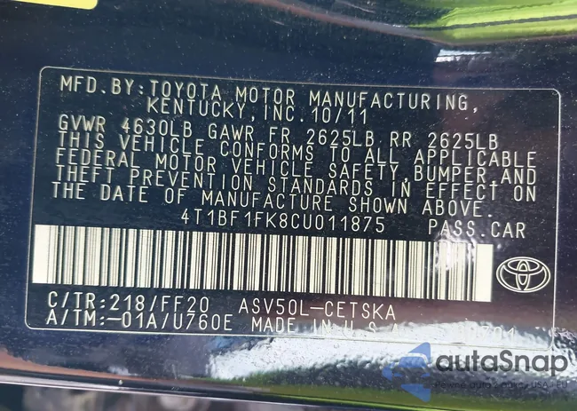 4T1BF1FK8CU011875: 42555110