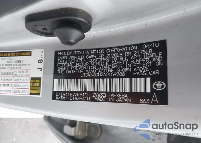 JTDKN3DU2A0159788: 42555145