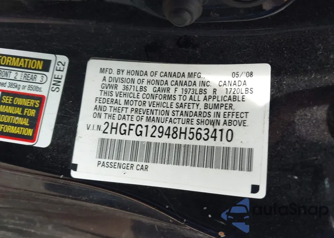 2HGFG12948H563410: 42554258