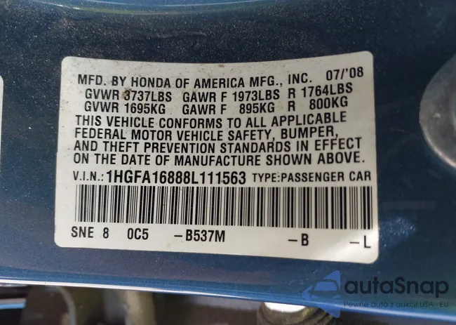 1HGFA16888L111563: 42554345