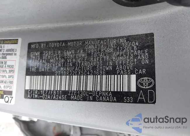 2T1BR32EX5C421696: 42555779