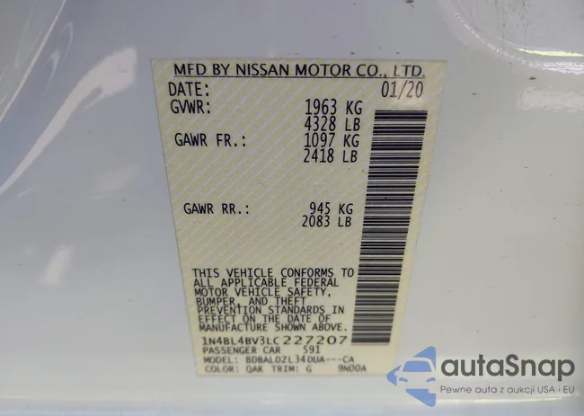 1N4BL4BV3LC227207: 42555162