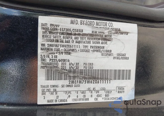 2MEFM75W62X611111: 42556568