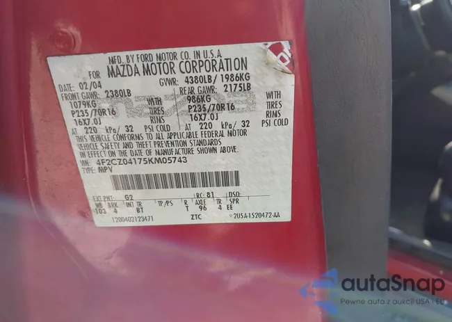 4F2CZ04175KM05743: 42556572