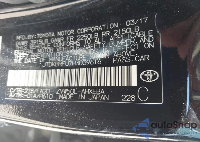 JTDKBRFU7H3039616: 42556582