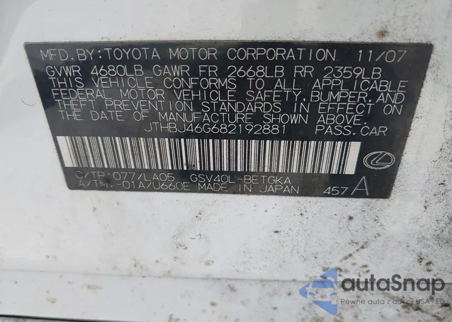 JTHBJ46G682192881: 42556266