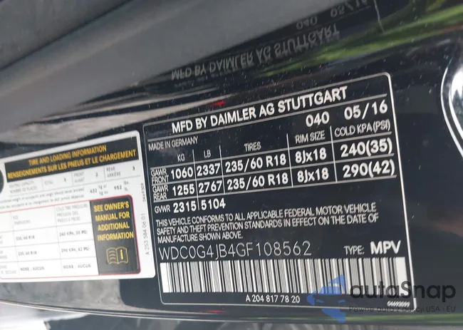 WDC0G4JB4GF108562: 42556422