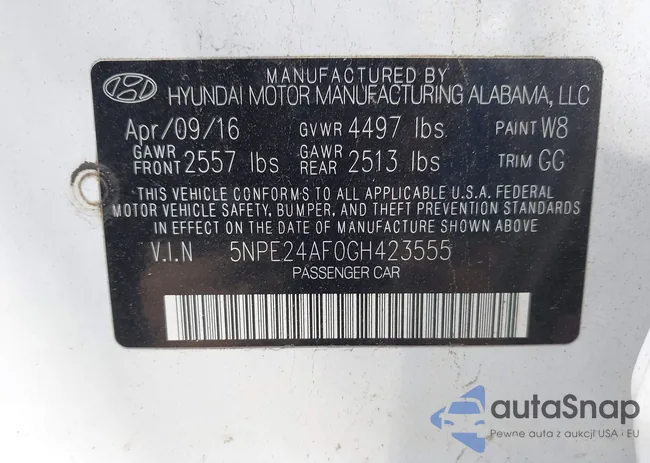 5NPE24AF0GH423555: 42556423