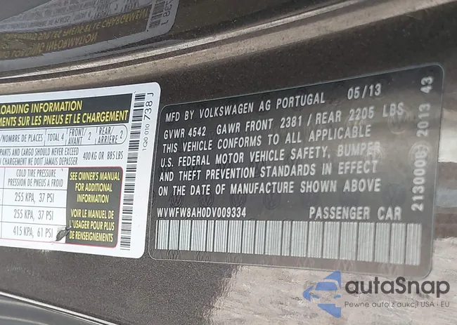 WVWFW8AH0DV009334: 42556487