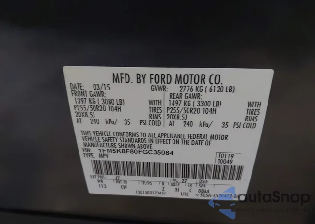 1FM5K8F80FGC35084: 42557758