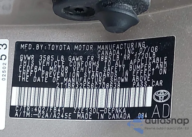 2T1BR32E56C708638: 42557988