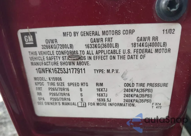 1GNEC16Z13J197680: 42558001