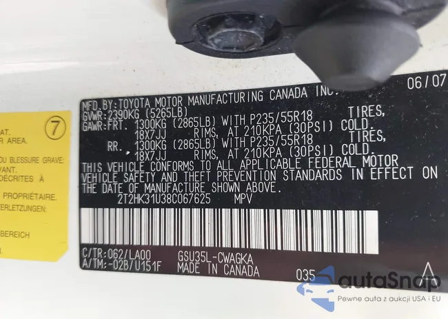 2T2HK31U38C067625: 42558020