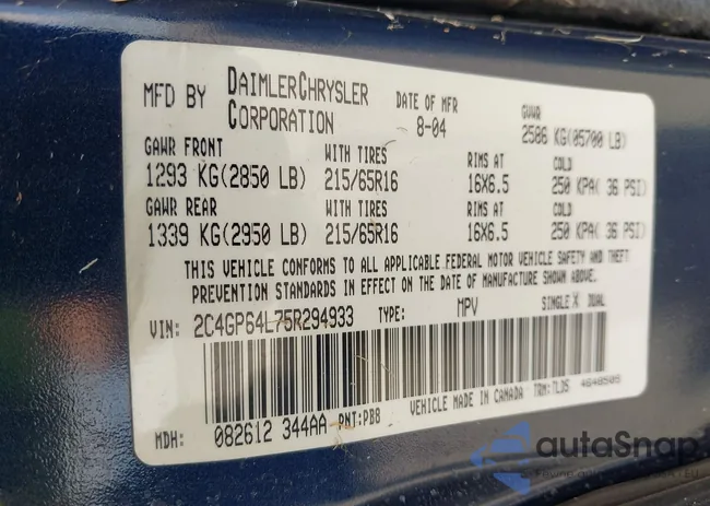 2C4GP64L75R294933: 42558096