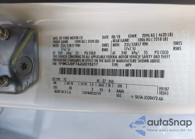 1FMCU0F74JUD15217: 42558623