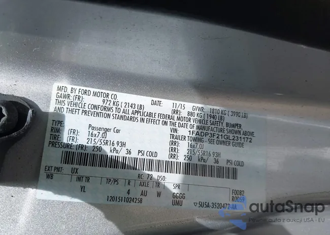 1FADP3F21GL231172: 42558699