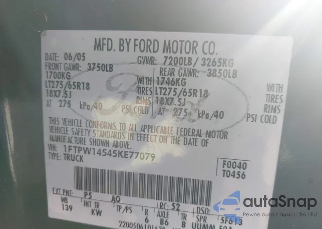 1FTPW14545KE77079: 42559070