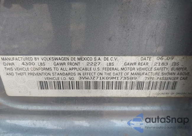 3VWJZ71K09M173589: 42558175