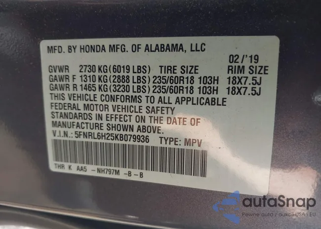 5FNRL6H25KB079936: 42558472