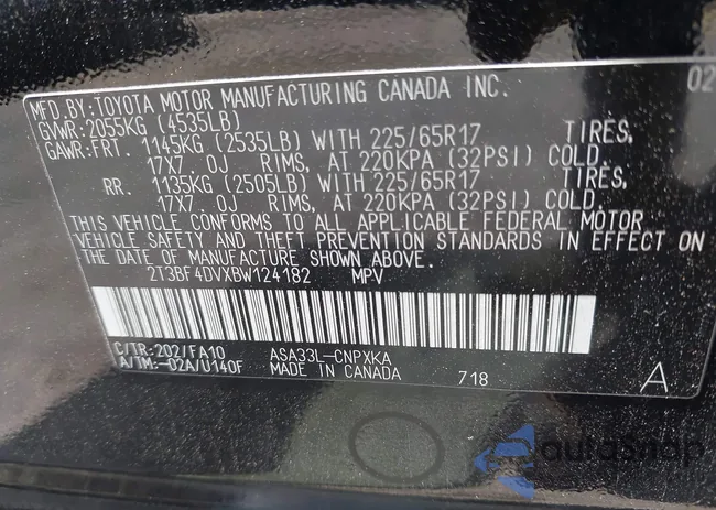 2T3BF4DVXBW124182: 42559549