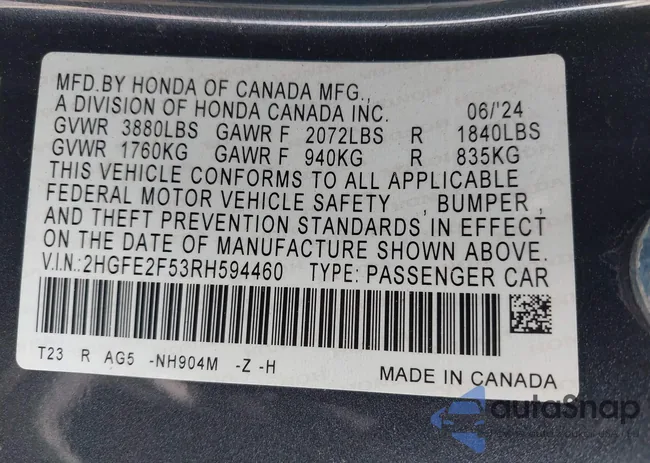 2HGFE2F53RH594460: 42559568