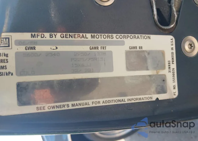 1GCDC14K0JZ293518: 42559250