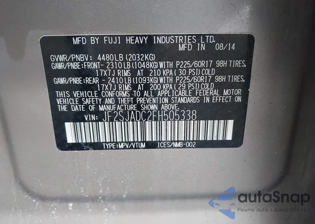 JF2SJADC2FH505338: 42560611