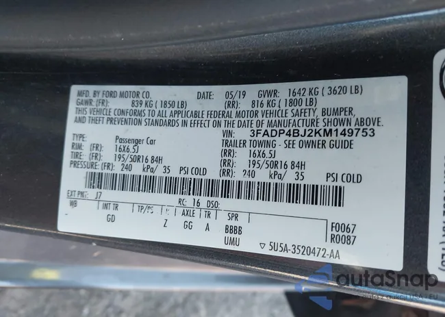 3FADP4BJ2KM149753: 42560635