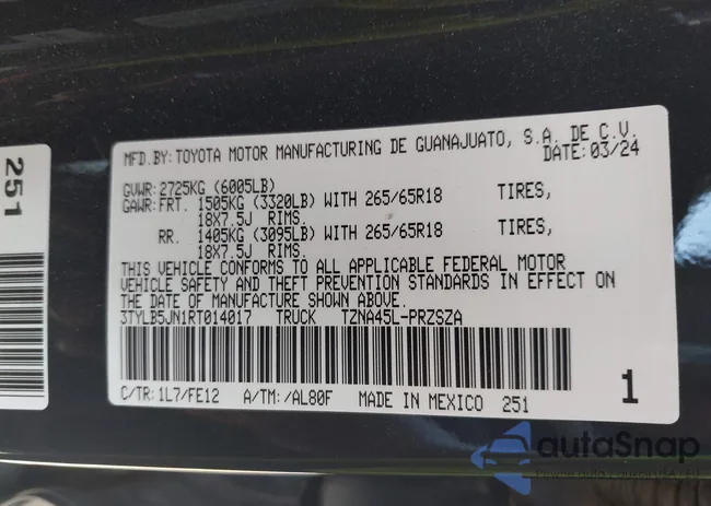 3TYLB5JN1RT014017: 42560682