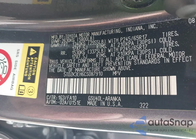 5TDZK3EH6CS087910: 42560742