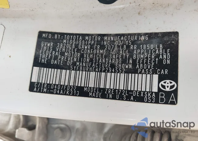 5YFBURHE4FP294552: 42560813