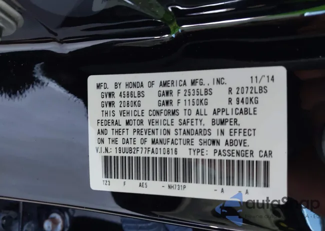 19UUB2F77FA010816: 42561037