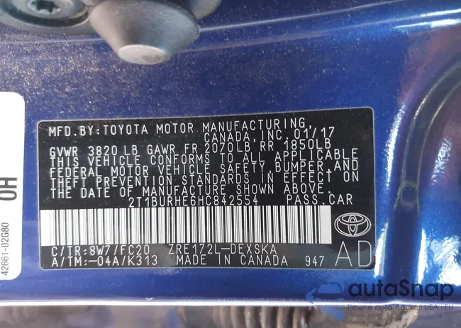 2T1BURHE6HC842554: 42560131