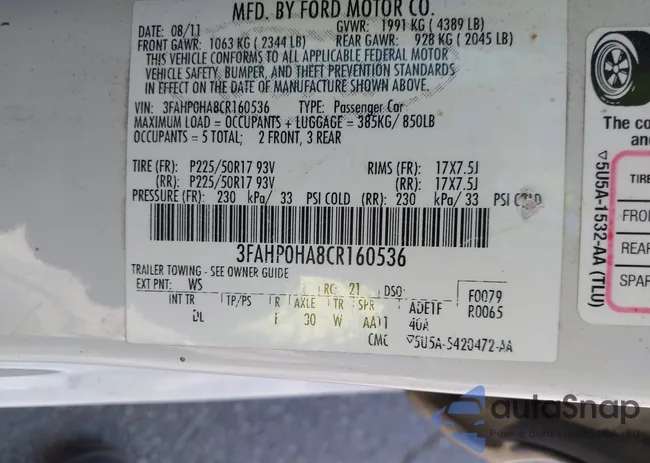 3FAHP0HA8CR160536: 42560185