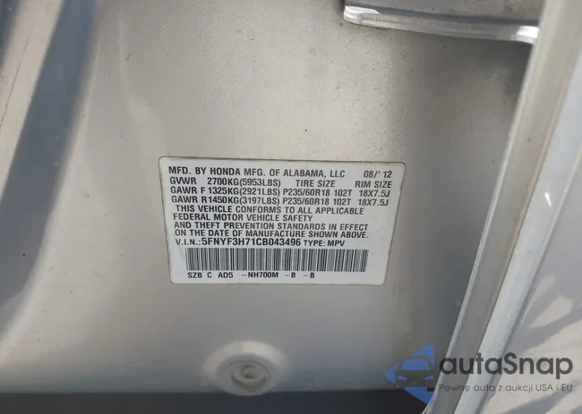 5FNYF3H71CB043496: 42561542