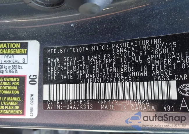 2T1BURHE3FC355969: 42561622