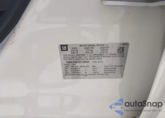 1GNALCEK1EZ136509: 42561660