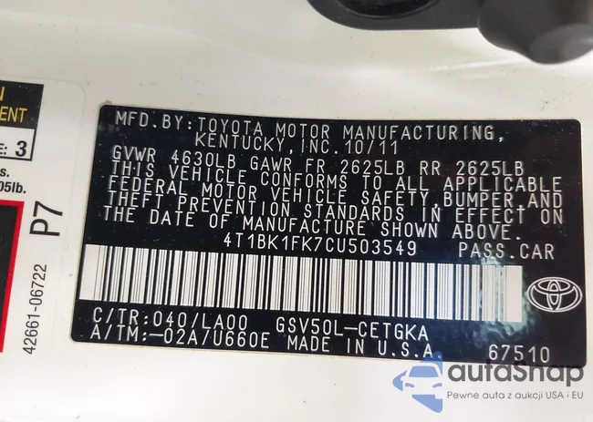 4T1BK1FK7CU503549: 42561791