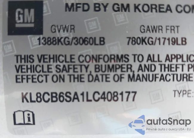 KL8CB6SA1LC408177: 42561979