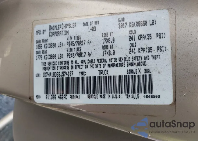 1D7HA18D33J574187: 42562003