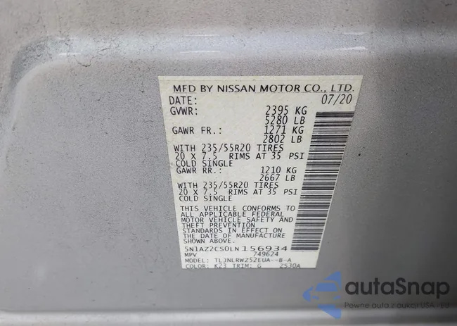 5N1AZ2CS0LN156934: 42562020