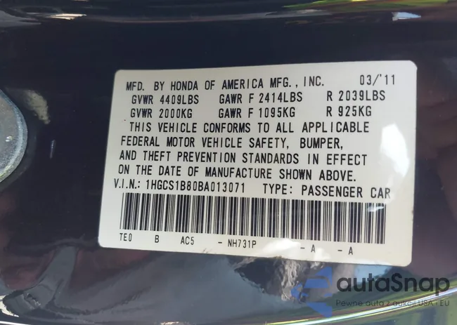 1HGCS1B80BA013071: 42562116