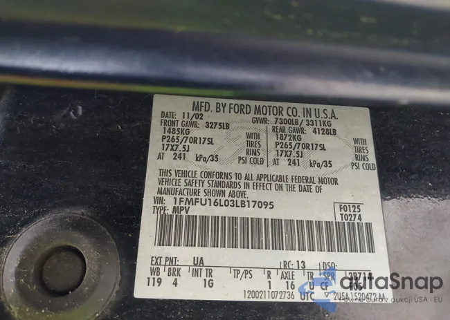 1FMFU16L03LB17095: 42561388