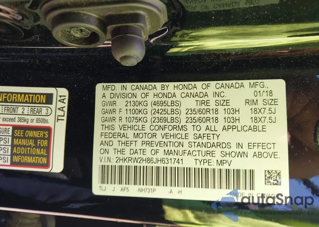 2HKRW2H86JH631741: 42561522