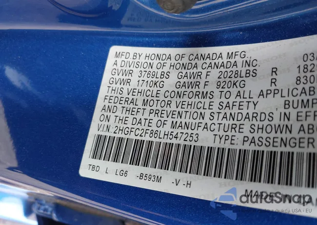 2HGFC2F86LH547253: 42562773