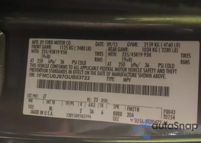 1FMCU0J97GUB03722: 42563014