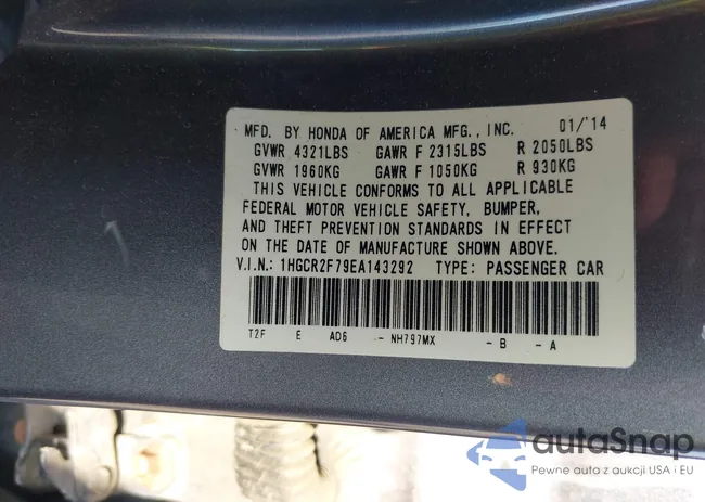 1HGCR2F79EA143292: 42562200